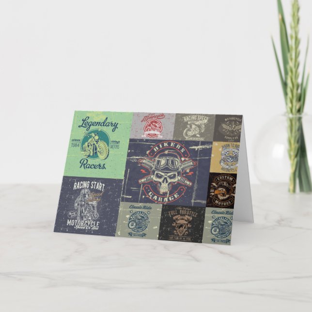 Motorcycle Grunge Style Greeting  Card (Front)