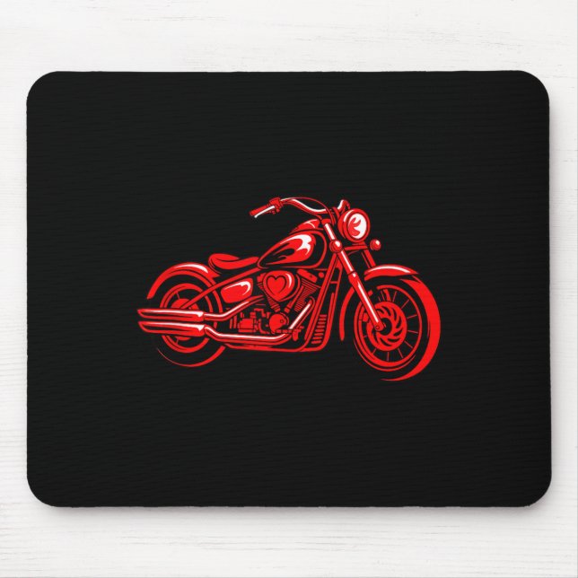 Motorcycle Heart Biker Valentines Day Rider Couple Mouse Pad (Front)