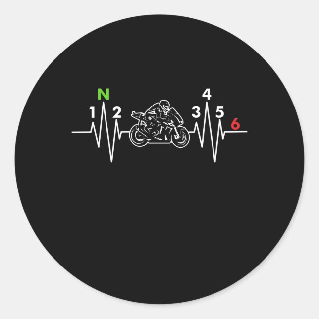 Motorcycle Heartbeat Classic Round Sticker (Front)