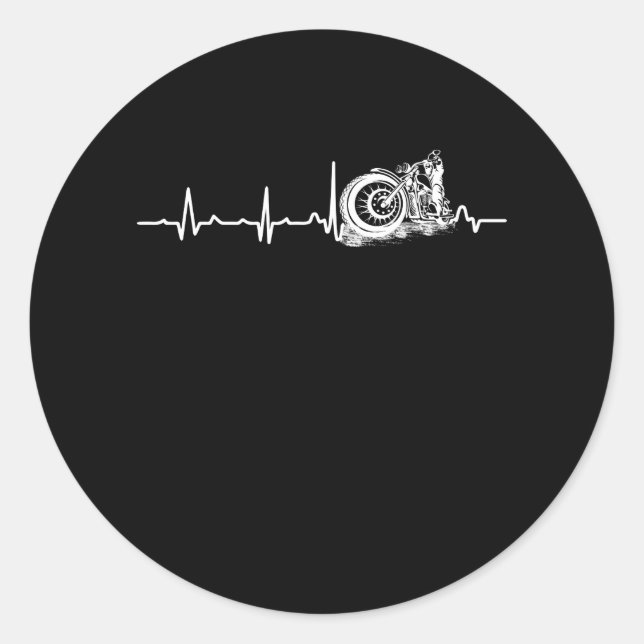 Motorcycle Heartbeat Classic Round Sticker (Front)
