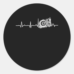 Motorcycle Heartbeat Classic Round Sticker