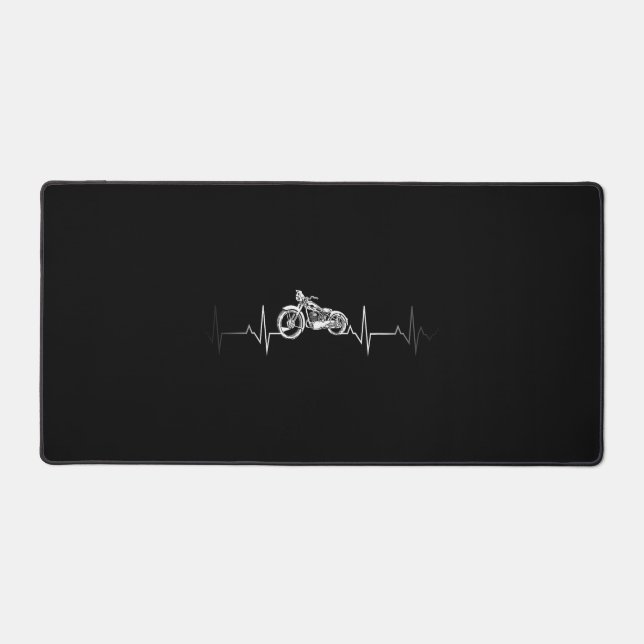 Motorcycle Heartbeat T-Shirt - I love my Motorcycl Desk Mat (Front)