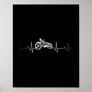 Motorcycle Heartbeat T-Shirt - I love my Motorcycl Poster