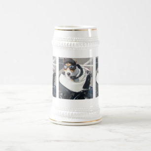 Motorcycle Hog Dog Born To Ride Russell Terrier Beer Stein