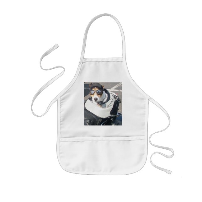 Motorcycle Hog Dog Born To Ride Russell Terrier Kids Apron (Front)