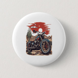 Motorcycle in Desert Cactus Western Set (2) 2 Inch Round Button