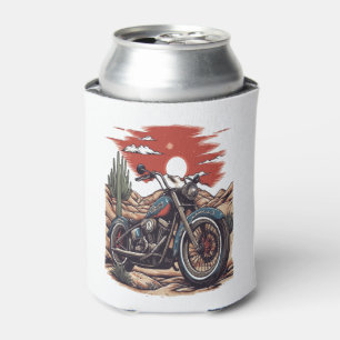 Motorcycle in Desert Cactus Western Set (2) Can Cooler