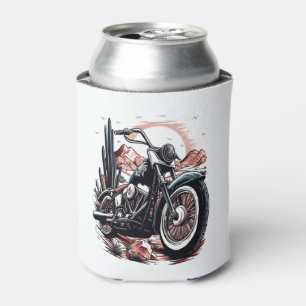 Motorcycle in Desert Cactus Western Set (3) Can Cooler