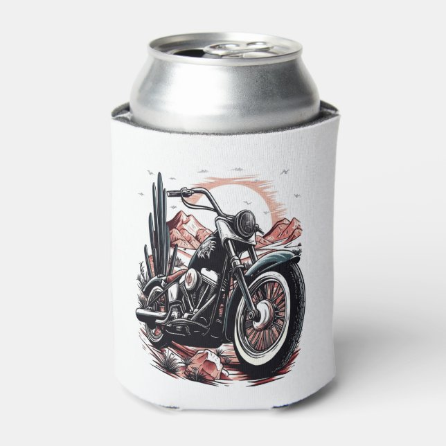 Motorcycle in Desert Cactus Western Set (3) Can Cooler (Can Front)