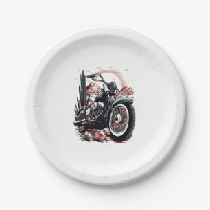 Motorcycle in Desert Cactus Western Set (3) Paper Plate
