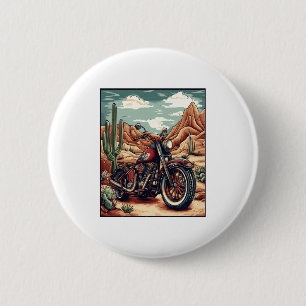 Motorcycle in Desert Cactus Western Set (4) 2 Inch Round Button