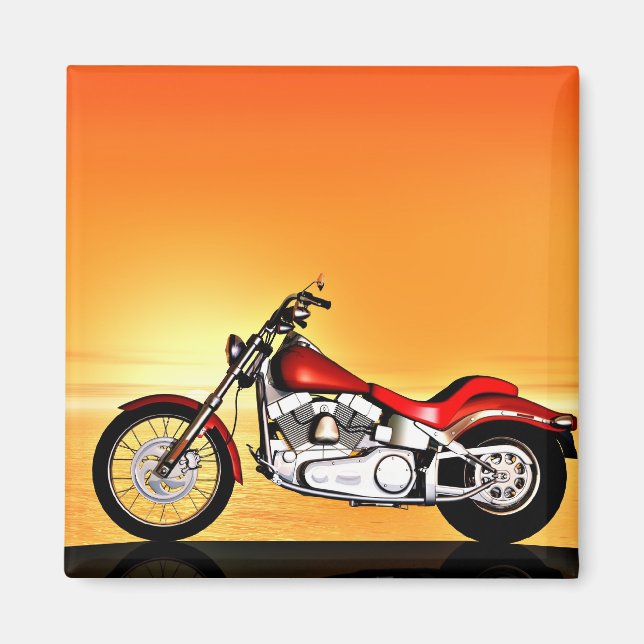 Motorcycle in the sunset. magnet (Front)
