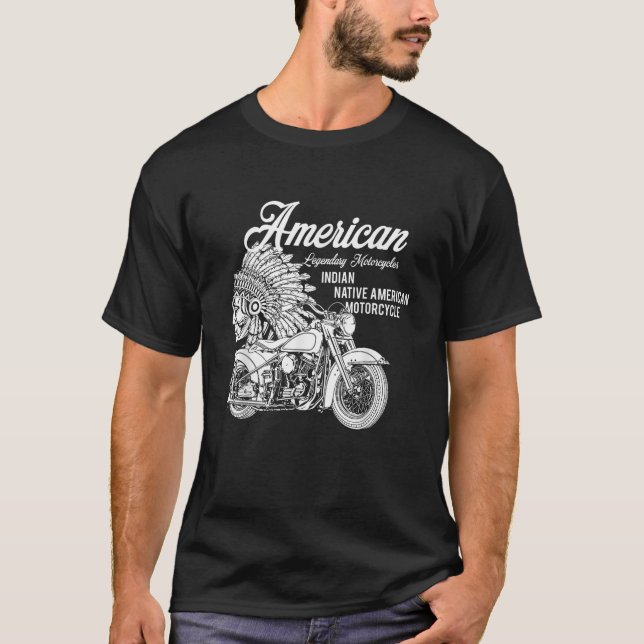 Motorcycle Indian native american bikers gift T-Shirt (Front)