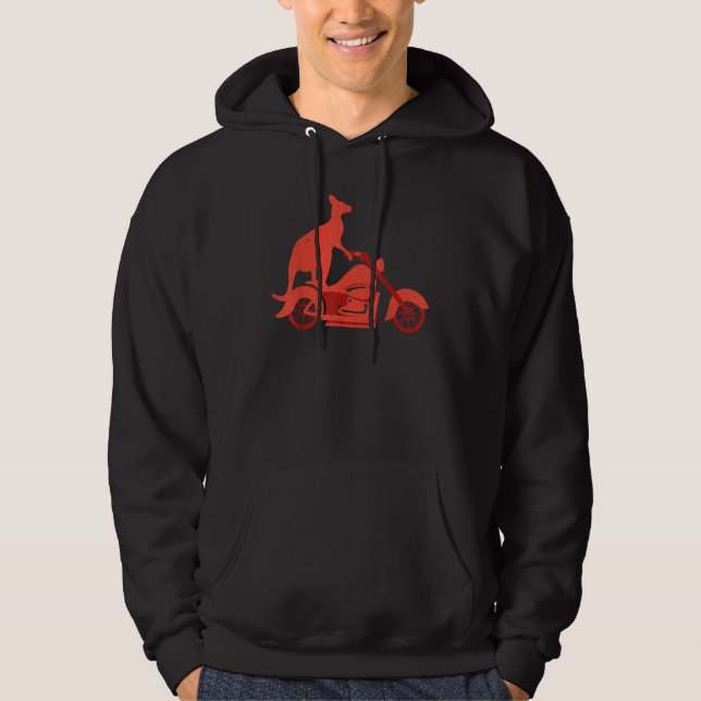 Motorcycle Kangaroo   Wildlife Animal Australia Hoodie (Front)