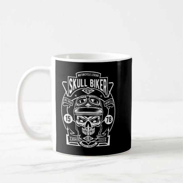 Motorcycle Legend Skull Biker  Coffee Mug (Left)