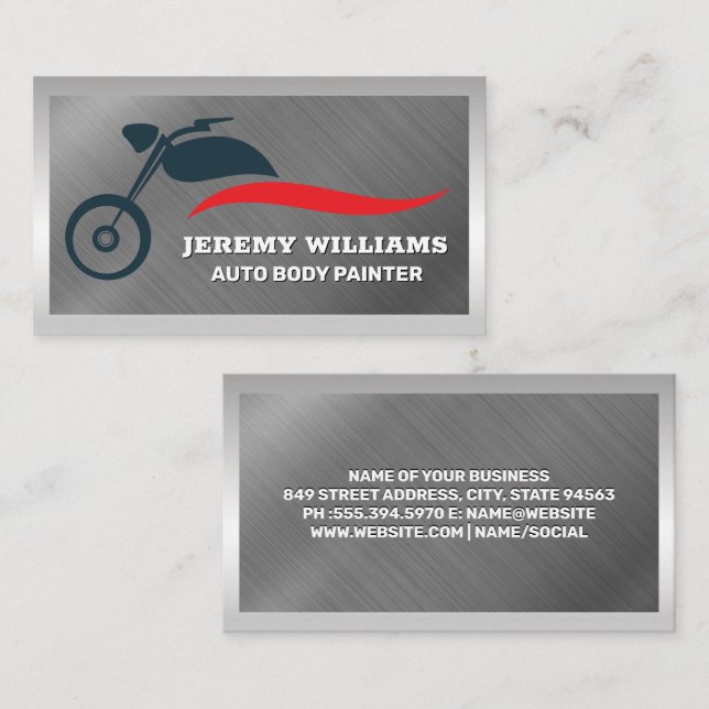 Motorcycle Logo | Metallic Border Business Card (Front/Back)
