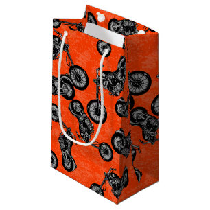 Motorcycle Lovers Biker Men Black White Pattern Small Gift Bag