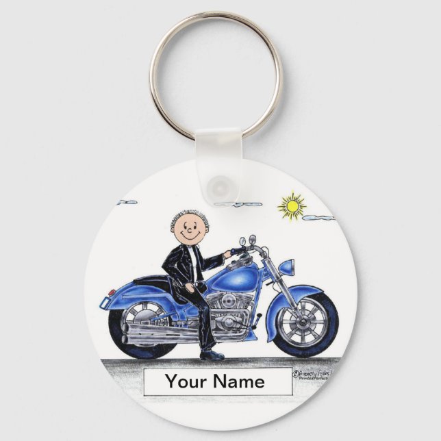 Motorcycle - Male Cartoon  Keychain (Front)