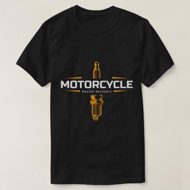 Motorcycle Master Mechanic Spark Plug T-Shirt (Design Front)