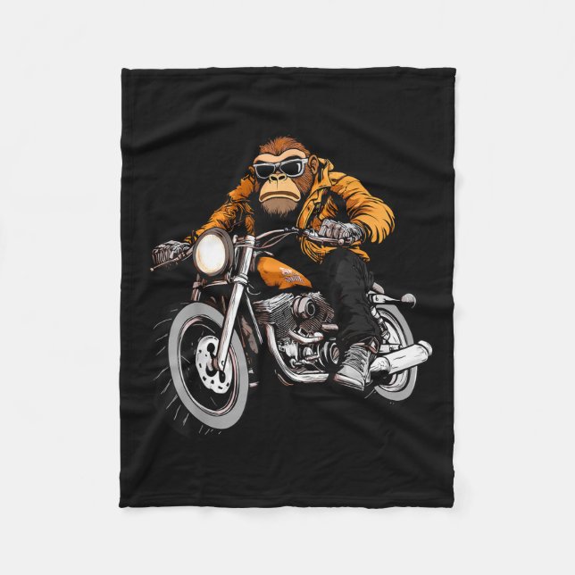 Motorcycle Monkeys  Fleece Blanket (Front)