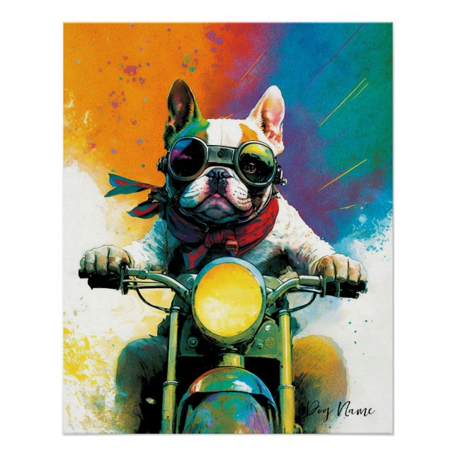Motorcycle, Motorbike - Anime French Bulldog 001 Poster (Front)