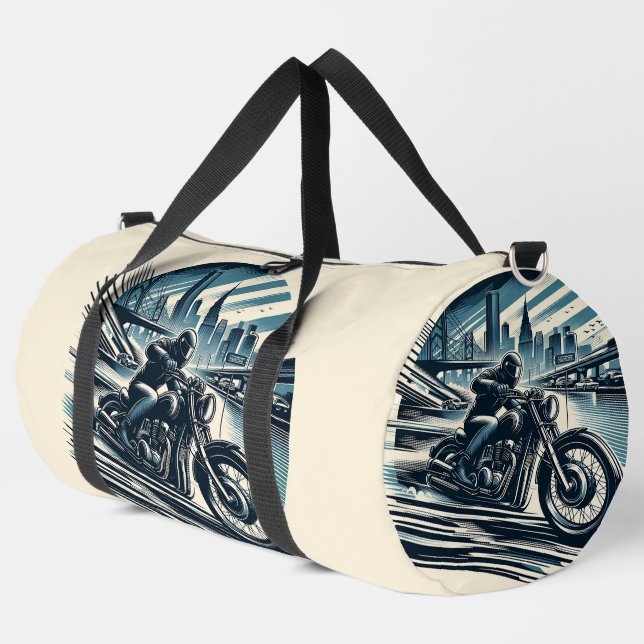 Motorcycle Motorbike Motorcross Biker Large Duffle Bag (Left Corner)