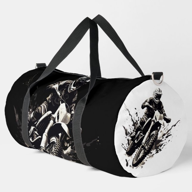 Motorcycle Motorbike Motorcross Biker Large Duffle Bag (Left Corner)