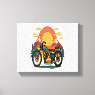 Motorcycle Motorbike Retro Vintage Sunset Canvas Print