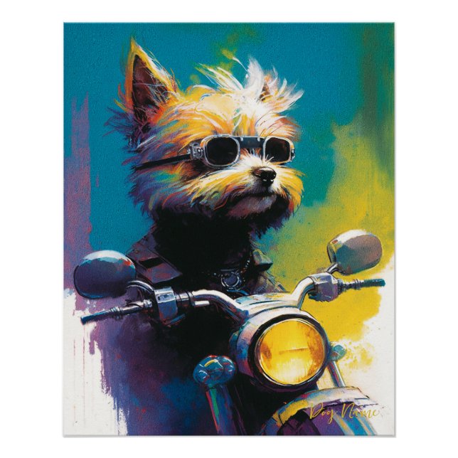 Motorcycle, Motorbike - Yorkshire Terrier Dog 002 Poster (Front)