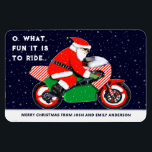 Motorcycle Motorcyclist Biker Christmas Cards Magnet<br><div class="desc">Funny motorcycle Christmas design and line featuring racing Santa Claus motorcyclist.</div>
