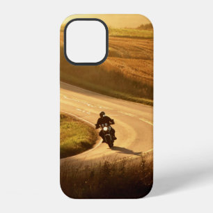 Motorcycle on countryside road at autumn evening.  iPhone 12 case