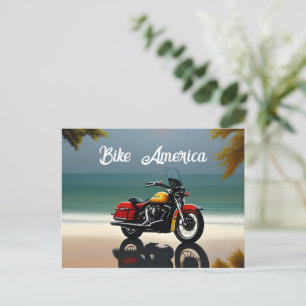 Motorcycle Parked near Ocean Postcard