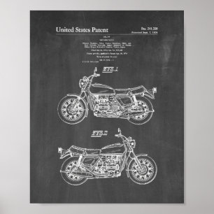 Motorcycle Patent - Chalkboard Poster