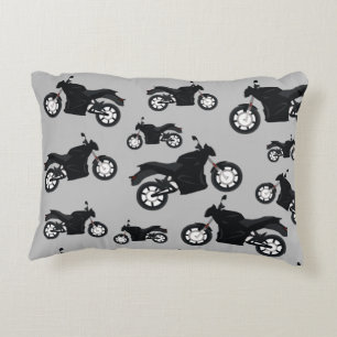 Motorcycle Pattern Accent Pillow
