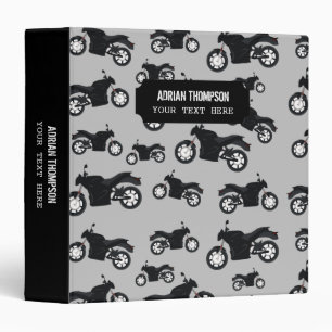 Motorcycle Pattern Custom Name & Text Binder