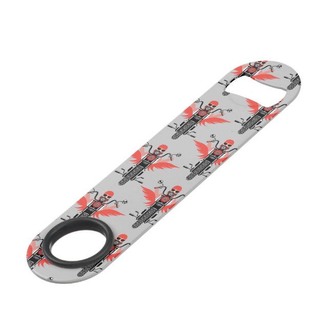 Motorcycle Pattern Motorcyclist Biker Orange Wings Bar Key (Front Angled)