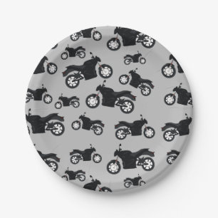 Motorcycle Pattern Paper Plate