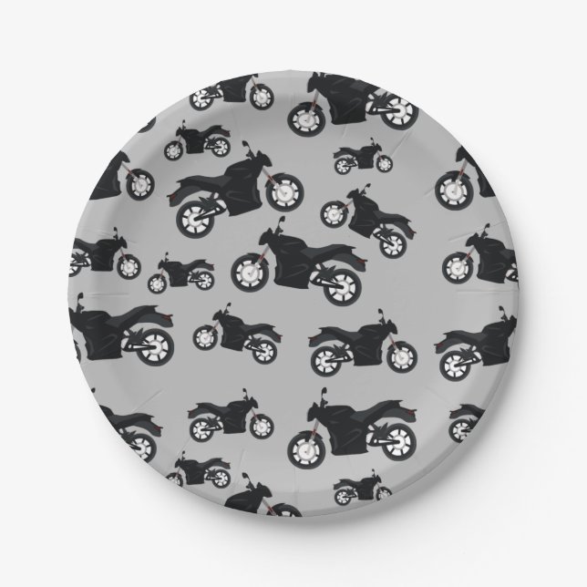Motorcycle Pattern Paper Plate (Front)