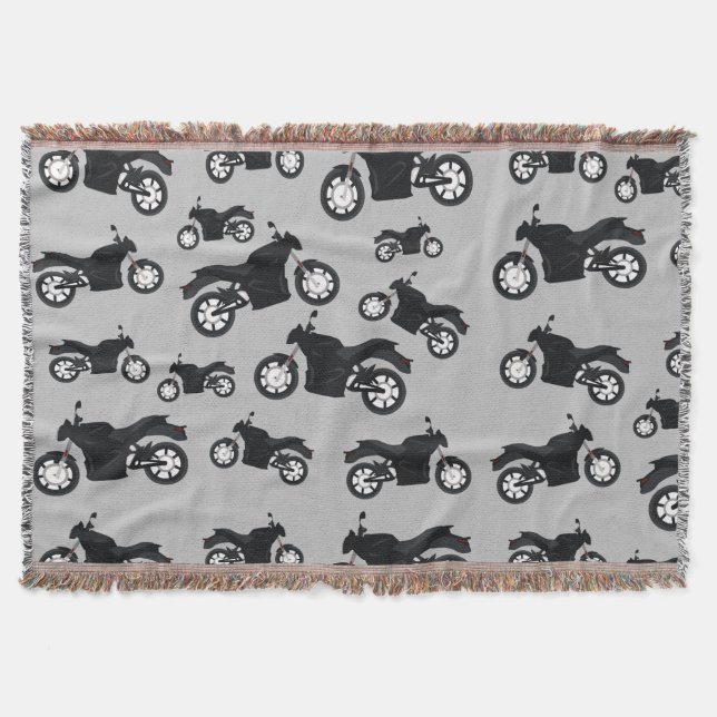 Motorcycle Pattern Throw Blanket (Front)