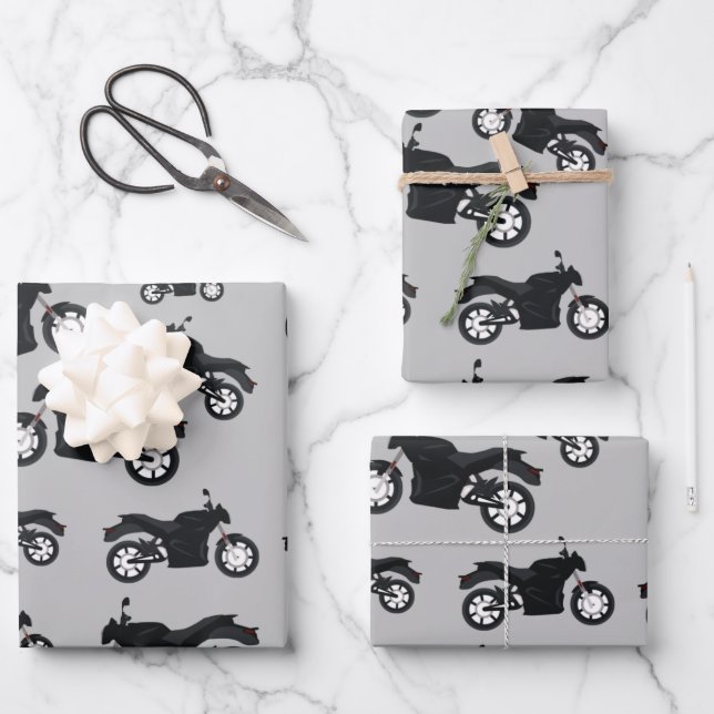 Motorcycle Pattern  Wrapping Paper Sheet (Front)