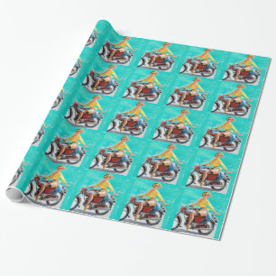 Motorcycle Pin Up Wrapping Paper