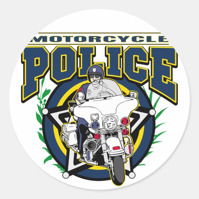 Motorcycle Police Classic Round Sticker (Front)