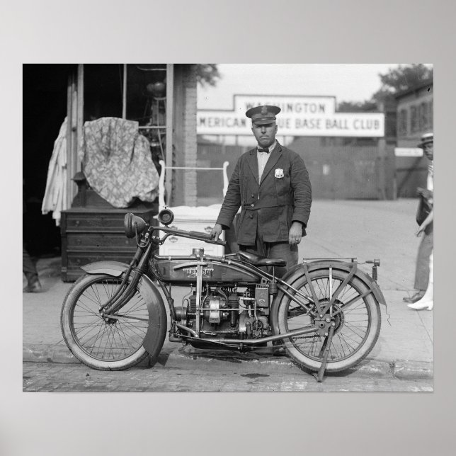Motorcycle Police Officer, 1922. Vintage Photo Poster (Front)