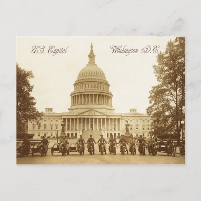 Motorcycle policemen at the US Capitol Postcard (Front)