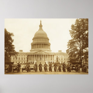 Motorcycle policemen at the US Capitol Poster