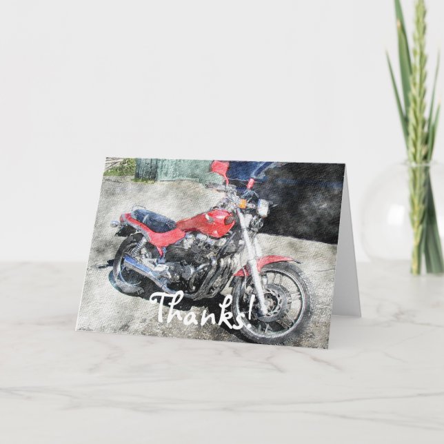 Motorcycle Power Biker Transport Gift Thank You Card (Front)