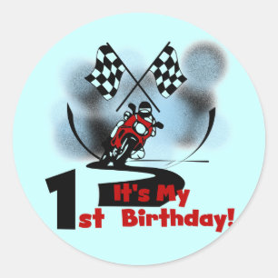 Motorcycle Racing 1st Birthday Tshirts and Gifts Classic Round Sticker