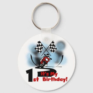 Motorcycle Racing 1st Birthday Tshirts and Gifts Keychain
