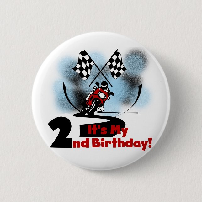 Motorcycle Racing 2nd Birthday Tshirts and Gifts 2 Inch Round Button (Front)