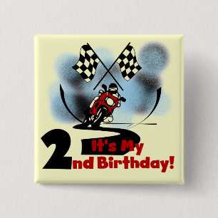 Motorcycle Racing 2nd Birthday Tshirts and Gifts 2 Inch Square Button